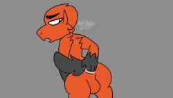 2024 2d_animation anal_fingering animated backsack furry grey_fur kai_the_tyranowolf kais_studios looking_pleasured male male_only masturbation orange_body simple_background sketch