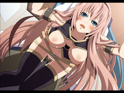 1girls blue_eyes blush breasts doggy_style kaito_(vocaloid) long_hair megurine_luka nipples pink_hair sex shin'ya_(nanp) sweat thighhighs uncensored vocaloid zettai_ryouiki