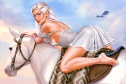 1girls daenerys_targaryen emilia_clarke game_of_thrones horse rzhevskii