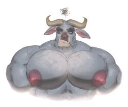 1boy bara bara_tiddies bara_tits big_areola big_chest big_nipples big_pecs bull chief_bogo huge_pecs male male_only para-p solo solo_male zootopia