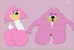 anus balls big_ass big_butt blastprocessing16 bubble_ass bubble_butt cartoony choo-choo_(top_cat) cum_in_ass feline feline fur hanna-barbera hi_res huge_ass pink_fur pleasure_face posing smile sweater tail top_cat_(series) whiskers