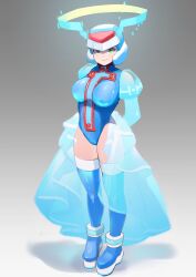 1girls android breasts cameltoe cleft_of_venus genderswap_(mtf) helmet highres jxwfl large_breasts leotard mega_man mega_man_zero robot rule_63 rule_63 thighhighs thighs x_(mega_man)