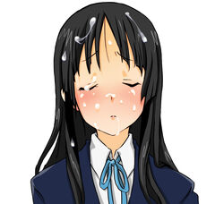 1girls black_hair blush both_eyes_closed closed_eyes cum cum_on_closed_eye cum_on_hair facial female female_only haiko human human_only k-on! long_hair mio_akiyama_(k-on!) solo