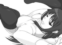 1girls breasts female kurusugawa_ayaka large_breasts monochrome nude pussy shichimenchou solo spread_legs stockings thighhighs to_heart to_heart_(series) uncensored