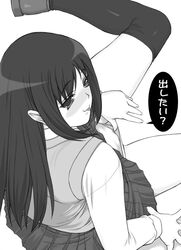 clitoris clitoris_slip clothing footwear kneehighs kurusugawa_ayaka long_hair monochrome panties panties_aside panty_lift pussy pussy_peek school_uniform serafuku shichimenchou shirt sitting skirt socks stockings thighhighs to_heart to_heart_(series) tongue translation_request uncensored underwear