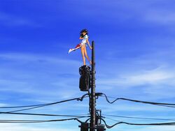 blood bloody_clothes bottomless mimasaka_hideaki power_lines stained_clothes telephone_pole