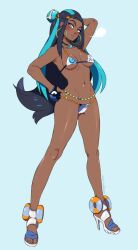 1girls armpits ass bikini breasts dark-skinned_female female female_only game_freak high_heels human nessa_(pokemon) nintendo orangekissess pokemon pokemon_ss solo thighs wide_hips