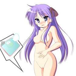 female female_only highres human kagami_hiiragi kakesu lucky_star nude purple_hair solo tears