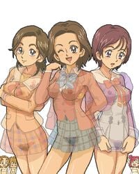 age_difference areolae breasts chibi clothing female female_only futari_wa_precure futari_wa_precure_splash_star hyuuga_saki hyuuga_saori kasuga39 lowres misumi_nagisa misumi_rie mother_and_daughter multiple_females multiple_girls nipples no_panties oekaki precure pretty_cure pubic_hair see-through see-through_clothing skirt small_breasts unshaved_pussy white_background yes!_precure_5 yes!_pretty_cure_5 yumehara_megumi yumehara_nozomi