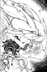 1girls berserk breasts canonical_sex charlotte_(berserk) female griffith human long_hair male male/female manga miura_kentarou monochrome nipples nude orgasm orgasm_face princess scan sweat