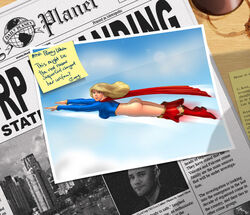 1girls ass bottomless clothes_falling_off dc dc_comics skopeillustration solo solo_female supergirl superheroine superman_(series) superman_family