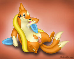 beige_fur color cum feral floatzel fur hukoshi licking male male_only nintendo nude orange_fur penis pokemon sitting solo tagme