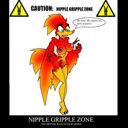 1girls anthro banjo-kazooie breasts breegull color english_text female female_only kazooie motivational_poster nipples rareware solo speech speech_bubble standing text vinny_van_yiffy