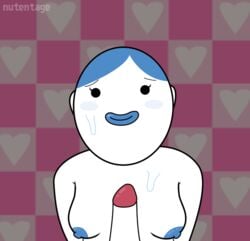 1boy 1girls breasts cum female looking_at_viewer male naughty_face nintendo nipples nude nutentage_(artist) paizuri penis ponytail rap_women rhythm_heaven rhythm_tengoku smile straight tied_hair