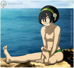 1girls avatar_the_last_airbender bikini bikini_bottom bikini_bottom_only cartoongirls earth_kingdom edit female female_only human nickelodeon ramses_ii small_breasts smooth_skin solo swimsuit tagme toph_bei_fong topless topless_female