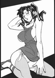 1990s 1999 1girls 20th_century breasts cima_garahau curvaceous dress female greyscale gundam gundam_0083 human large_breasts long_hair looking_at_viewer mature mature_woman miura_takehiro monochrome pantyhose sitting solo tagme thick_thighs wide_hips