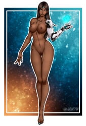 1girls big_breasts bilnsfw blizzard_entertainment breasts dark-skinned_female dark_skin female female_only indian indian_female nipples nude overwatch pussy solo symmetra