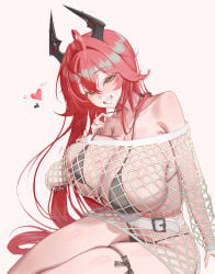 1girls 2d 2d_artwork beautiful_girl big_breasts black_bikini black_bikini_top breasts color elbows female female_focus female_only goddess_of_victory:_nikke heart heart_symbol horns kiki_(akasaka0818) long_hair looking_at_viewer nikke not_ai not_ai_generated not_furry red_hair red_heart red_hood_(nikke) revealing_clothes shift_up simple_background smiling_at_viewer solo solo_female solo_focus tagme thick_thighs visible_teeth watermark white_background