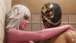 fortnite fortnite:_battle_royale harlowe_(fortnite) lucha_libre lucha_libre_mask luchador luchador_mask mexican pink_skin sin_cara white_hair