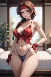 1girls ai_generated big_breasts braid brown_eyes brown_hair hairband king_of_fighters light-skinned_female light_skin pale-skinned_female pale_skin thick yuri_sakazaki