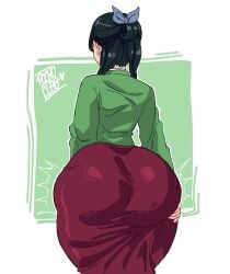 1girl ass bubble_butt from_behind grabbing_own_ass green_hair hair_bow hair_ribbon huge_ass kusuriya_no_hitorigoto long_hair maomao_(kusuriya_no_hitorigoto) phat_ass pochocloko00 skirt solo the_apothecary_diaries thick_ass wide_hips