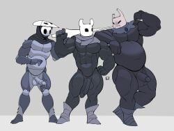 3boys blush dick erection gay hollow_knight male_only naked penis precum quirrel tagme the_knight_(hollow_knight) yulafrot zote