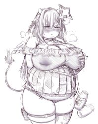 1girls 2021 amane_kanata animal_tail bbw big_breasts blush breasts chubby chubby_female cleavage cow_tail female female_focus hand_on_breast holoforce hololive hololive_japan huge_breasts large_breasts looking_down milk_bottle nipple_bulge obese one_eye_closed orristerioso overweight overweight_female plump short_hair sketch solo solo_female solo_focus tail thick_thighs thighs virtual_youtuber weight_gain