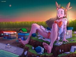 giantess growth pokemon sitting sunset torn_clothes