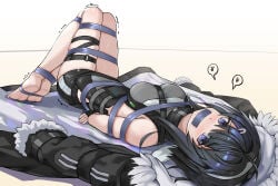 1girls arms_behind_back bondage bound bound_arms bound_legs bound_wrists female female_only fingerless_gloves fully_clothed gag gagged gloves haimei1980 short_shorts shorts skindentation tape tape_gag