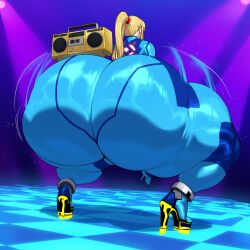 ai_generated ass_bigger_than_head ass_focus ass_shake gold_boombox_(prevence) hyper samus_aran twerking zero_suit_samus