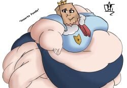 1girls bbw bliza_gordita blue_hair clothing crown fat fat_female fat_fetish female indie_virtual_youtuber paper_bag paper_bag_on_head simple_background spanish_text text tie tokovt vtuber white_skin