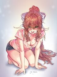 bedroom_eyes crunnix doki_doki_literature_club heart-shaped_pupils looking_at_viewer monika_(doki_doki_literature_club)
