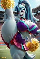 3d_(artwork) ai_generated anthro anthro_female anthro_only ass big_breasts breasts cheerleader_outfit cheerleader_uniform choker curvaceous curvy curvy_female curvy_figure exposed_panties friendship_is_magic hourglass_figure looking_at_viewer lucasai massive_breasts miniskirt my_little_pony one_leg_up pom_poms solo solo_female solo_focus sonata_dusk thick_thighs voluptuous voluptuous_body voluptuous_female wide_hips