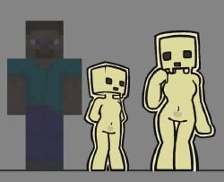 2girls big_breasts dot_eyes height_difference pizzamozzar3lla reference_image slime slime_girl small_breasts sulfur_cube_(minecraft)