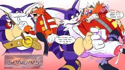2boys anthro bald bald_male belly belt big_penis big_the_cat black_pants clothing cumdrip dialogue domestic_cat dr._eggman duo eggman erection facial_hair fat fat_belly fat_male fishing_rod furry furry_male gay genitals gigantic_penis gloves goggles goggles_on_head holding_fishing_rod holding_object huge_cock human human_male human_on_anthro interspecies jacket large_penis light-skinned_male light_skin looking_at_viewer male male/male mammal mature mature_male mustache obese obese_male open_mouth overweight overweight_male pants penis purple_body red_jacket sandals scared sega shoes somedivs sonic_(series) sonic_the_hedgehog_(series) tail teeth text text_bubble thick_penis white_belly white_gloves yaoi yelling yelling_at_another