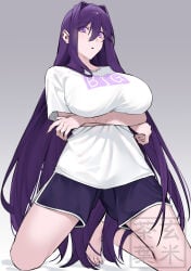 artist_request boobs breasts clothed clothed_female doki_doki_literature_club yuri_(doki_doki_literature_club)
