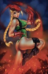 1girls ass beret big_ass blonde_hair cammy_white capcom elias_chatzoudis female solo street_fighter