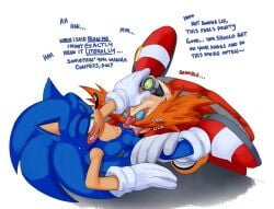 1boy 1cuntboy anthro bald bald_male blue_fur blush clothing cuntboy dialogue dr._eggman duo eggman enemies enemies_having_sex facial_hair fur furry gloves goggles goggles_on_head hand_on_head hedgehog human human_male human_on_anthro intersex interspecies jacket licking_pussy light-skinned_male light_skin lying_on_back male male/cuntboy mammal mature mature_cuntboy mature_male open_mouth oral oral_sex pussy red_jacket sega sex shoes sonic_(series) sonic_the_hedgehog sonic_the_hedgehog_(series) speedometer teeth text tongue tongue_out white_background white_gloves