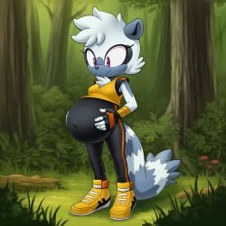 ai_generated anthro female furry lazybonesai lemur pregnant pregnant_belly pregnant_female purple_eyes sega sonic_(series) sonic_the_hedgehog_(series) tangle_the_lemur
