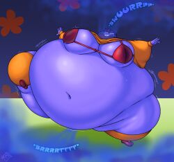 bloated blueberry_inflation burp burping fart gassy velma_dinkley wardrobe_malfunction