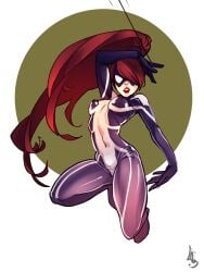 1girls 2017 anya_corazon arana breasts female female_only marvel nipple_bulge red_hair skin_tight small_breasts solo solo_female spider-girl spider-man_(series)