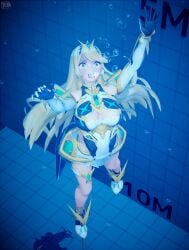 1girls breasts drowning female girl mmd mythra mythra_(xenoblade) nintendo rhapsil solo underwater xenoblade_(series) xenoblade_chronicles_2