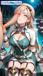 1boy 1girls 2026 ai_assisted ai_generated anime bare_tree boobs breasts bust cock dick earrings eiyuu_densetsu elaine_auclair erection gloves hetero hi_res high_quality high_resolution highres jewelry kuro_no_kiseki kuro_no_kiseki_(series) male_pubic_hair night patreon patreon_username penis pubic_hair skypassion solo_focus stable_diffusion testicles tits uncensored watermark
