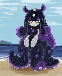 background beach breasts cute elpantanodspyne gloopie medium_breasts octopus_girl pal_(species) palworld pocketpair smaller_female water wide_hips