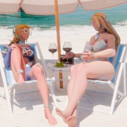 big_ass big_breasts bikini blonde_hair emma_frost emma_frost_(marvel_rivals) emma_frost_(white_wave_queen) invisible_woman invisible_woman_(azure_shade) invisible_woman_(marvel_rivals) marvel marvel_rivals thick_thighs