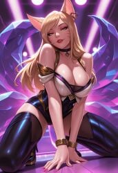 1girls ahri ahri_(league_of_legends) ai_generated animal_ears female fox_ears fox_girl fox_humanoid kitsune league_of_legends long_hair riot_games tagme tail tails yellow_eyes