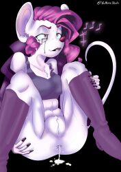 after_anal after_sex boots coat crop_top cum cum_drip fur furry mouse pink_eyes pomme_(rivals_of_aether) purple_hair rivals_of_aether running_mascara runny_makeup vulture_(artist) vulturestash white_fur