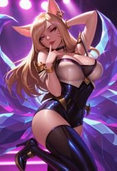 1girls ahri ahri_(league_of_legends) ai_generated animal_ears female fox_ears fox_girl fox_humanoid kitsune league_of_legends long_hair riot_games tagme tail tails yellow_eyes