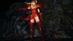 1girls 3d big_breasts blizzard_entertainment blonde_hair blood_elf female female_only glaif light-skinned_female light_skin pointing pussy solo thick_thighs thighhighs valeera_sanguinar voluptuous voluptuous_female warcraft wide_hips world_of_warcraft