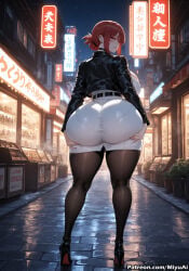 1girl ai_assisted ai_generated ass black_legwear breasts building city curvaceous curvy curvy_female curvy_figure female from_behind full_body high_heels looking_at_viewer looking_back miniskirt miyuai night office_lady pantyhose red_eyes red_hair sidelocks skirt sky skyscraper solo super_no_ura_de_yani_suu_futari tayama_(super_no_ura_de_yani_suu_futari) thick thick_ass thick_butt thick_hips thick_legs thick_thighs thighs voluptuous voluptuous_female wide_hips wide_thighs
